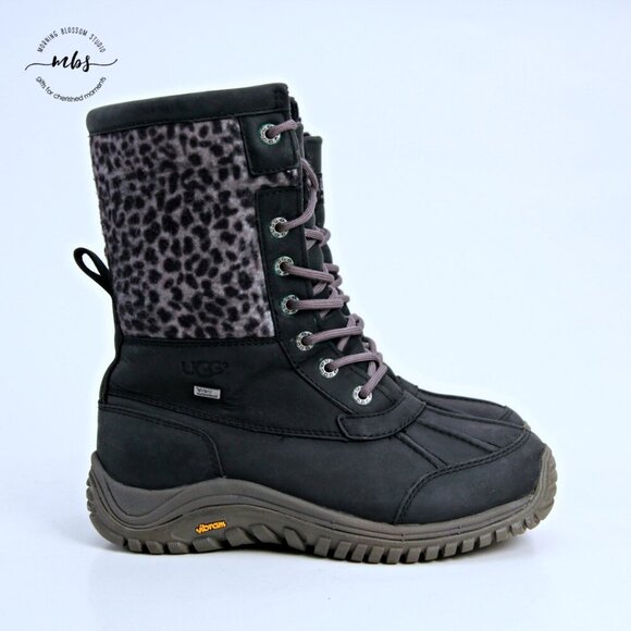 UGG Adirondack II Exotic Waterproof Sheepwool Boots Black Women 7 - Picture 1 of 13